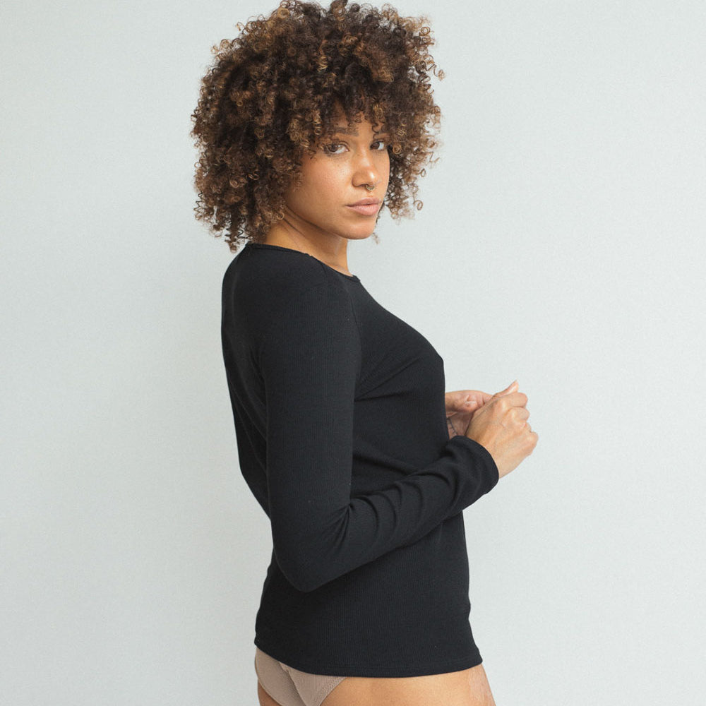Women's longsleeve in certified ribbed cotton