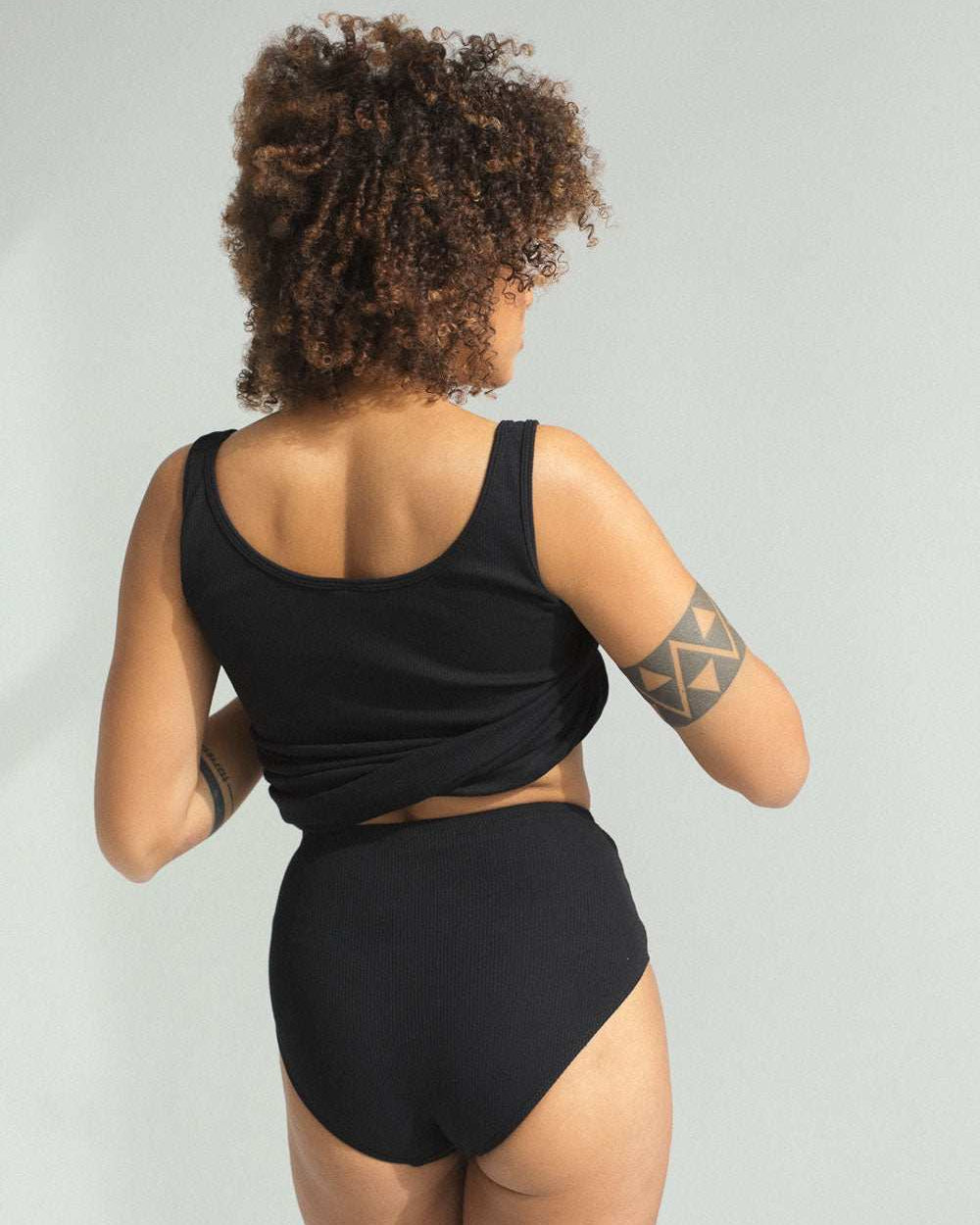 Majtki wysokie Bea z certyfikowanej bawełny prążkowanej - Myunds.com