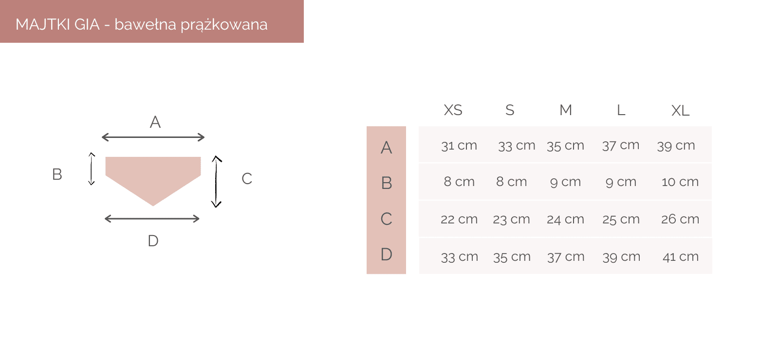 tabela rozmiarów majtki Gia