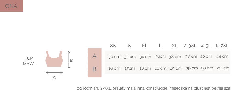 tabela rozmiarów top Maya